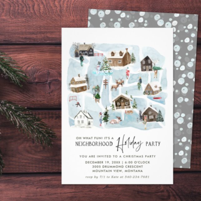 Illustrated Karta | Grannskapets Julfest Inbjudningar (Skapare uppladdad)