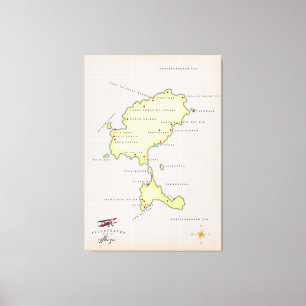 Illustrated karta i Ibiza Canvastryck
