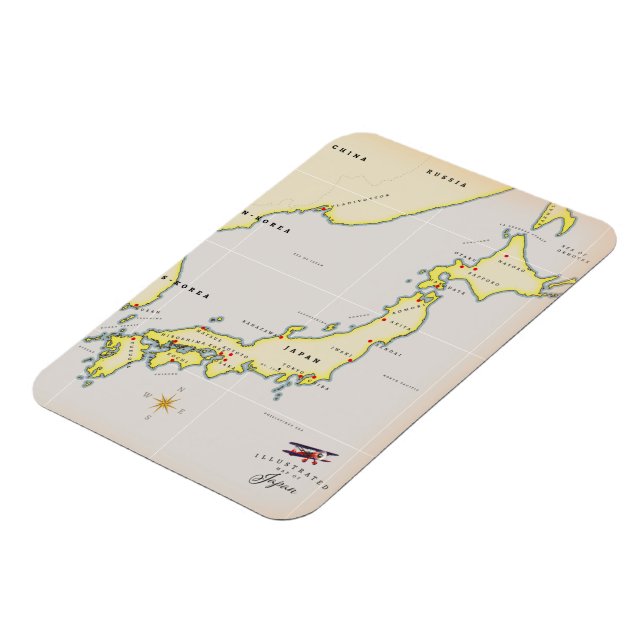 Illustrated karta i Japan Magnet (Vänstra Sidan)