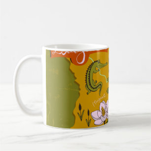 Illustrated karta i Louisiana, USA. Resor och övni Kaffemugg