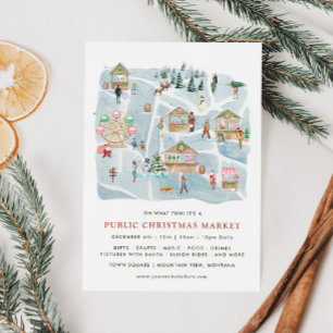 Illustrated Karta Meddelande om julmarknaden Inbjudningar