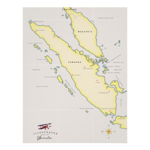 Illustrated karta of Borneo Fototryck