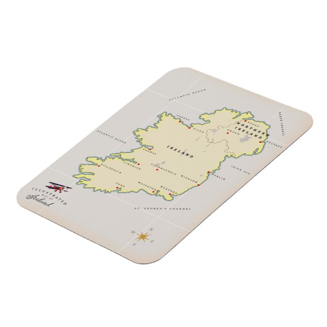 Illustrated Karta of Ireland Magnet (Vänstra Sidan)