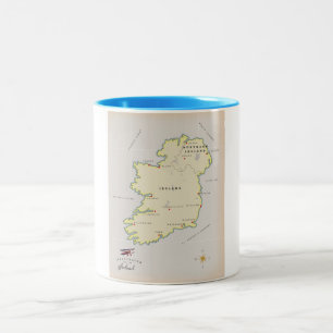 Illustrated Karta of Ireland Två-Tonad Mugg