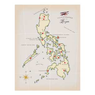 Illustrated karta of Luzon Filippinerna karta Fototryck