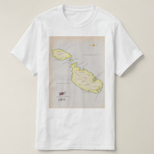 Illustrated karta of Malta T Shirt