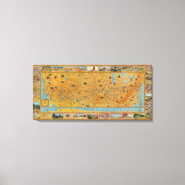 Illustrated Karta of US Airways Canvastryck (Framsida)