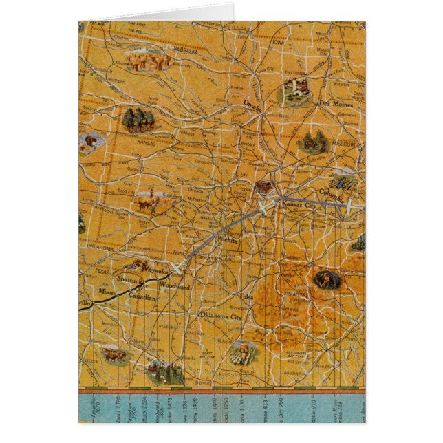 Illustrated Karta of US Airways Hälsningskort (Framsidan)