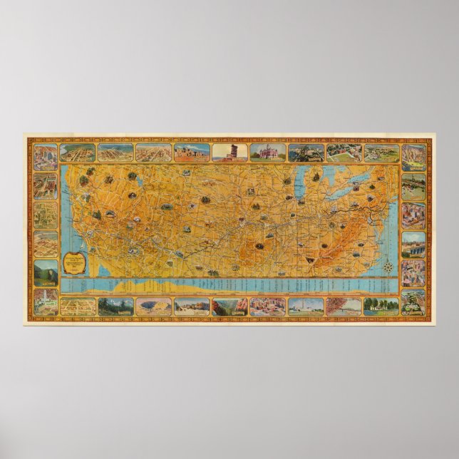 Illustrated Karta of US Airways Poster (Framsidan)