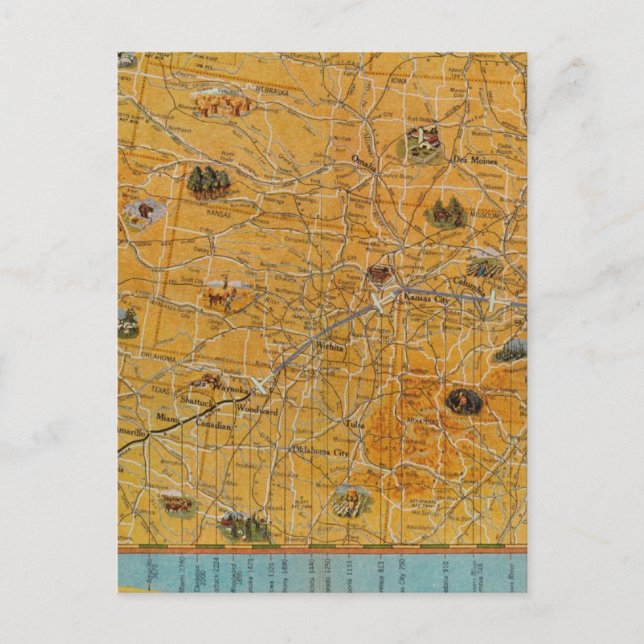 Illustrated Karta of US Airways Vykort (Framsida)