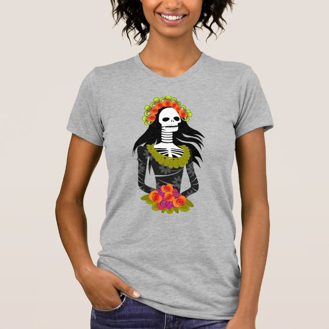 Illustrated La Catarina för Day of the dead T Shirt (Framsida)