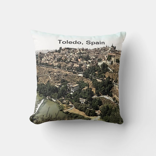 Illustrated Ligcape Art of Toledo, Spanien Kudde (Framsida)