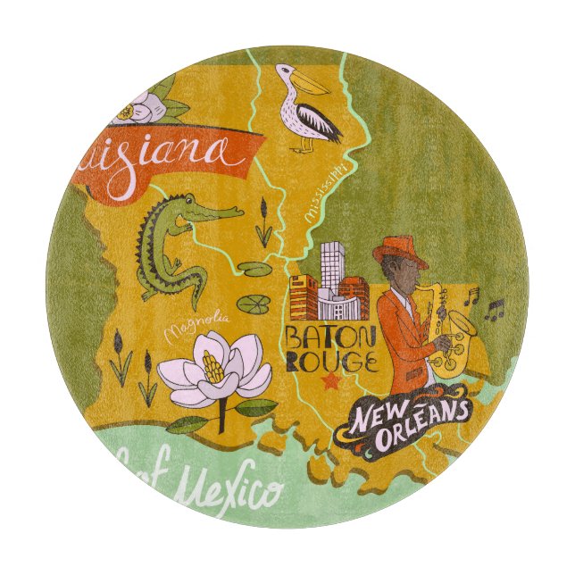 Illustrated Louisiana karta: resmarkeringar. (Framsidan)