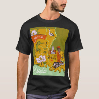 Illustrated Louisiana karta: resmarkeringar. T Shirt