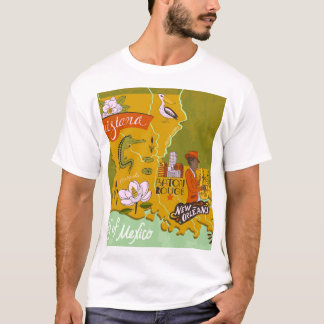 Illustrated Louisiana karta: resmarkeringar. T Shirt