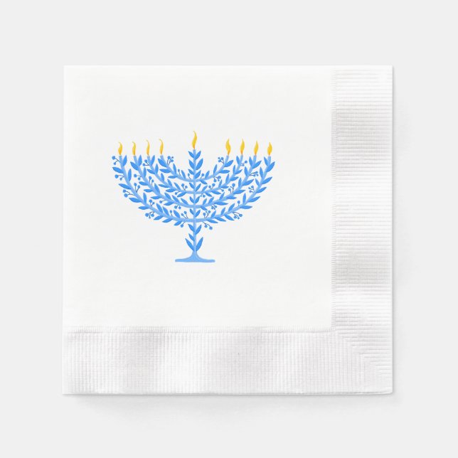 Illustrated Menorah Hanukkah Pappersservett (Framsidan)