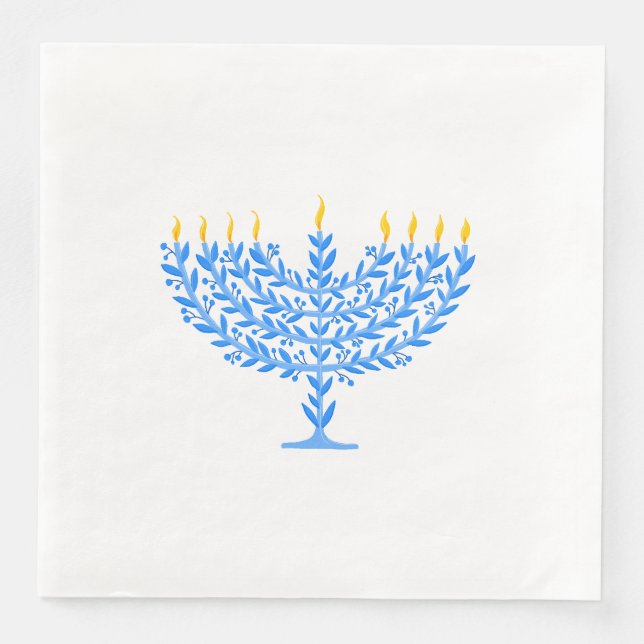 Illustrated Menorah Hanukkah Pappersservett (Framsida)