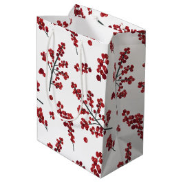 Illustrated Red Holly Berries Gift Bag