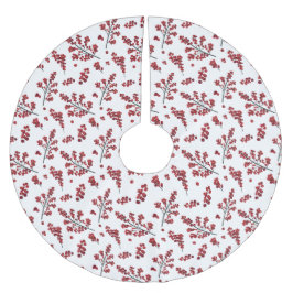 Illustrated Red Holly Berries Julgransmatta Borstad Polyester