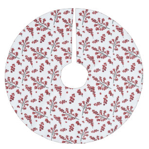 Illustrated Red Holly Berries Julgransmatta Borstad Polyester