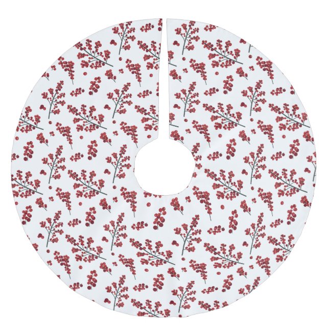 Illustrated Red Holly Berries Julgransmatta Borstad Polyester (Framsidan)