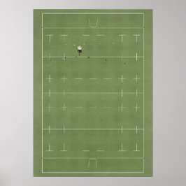 Illustrated Rugby Fält ovanifrån Poster