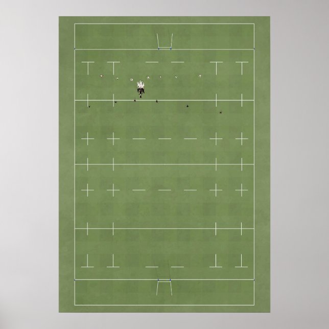 Illustrated Rugby Fält ovanifrån Poster (Framsidan)