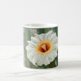 Illustrated Saguaro Cactus White Flower Kaffemugg