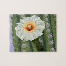 Illustrated Saguaro Cactus White Flower Pussel
