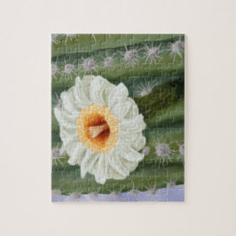 Illustrated Saguaro Cactus White Flower Pussel
