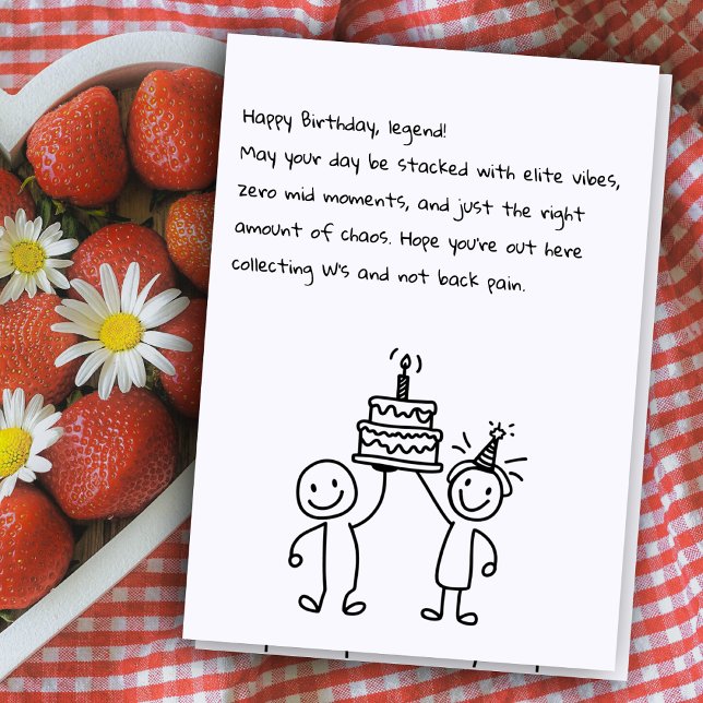 Illustrated Sketch Cute Rizz Funny Birthday slang Kort (Skapare uppladdad)