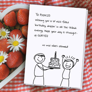 Illustrated Sketch GenZ Rizz Funny Birthday slang Kort