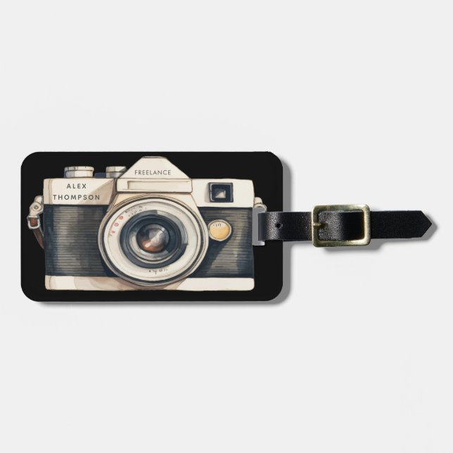 Illustrated SLR Camera Professional Photographer Bagagebricka (Horisontell Framsida)