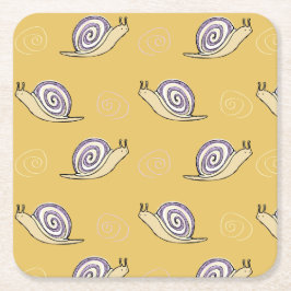 Illustrated Snigel och Swirls Mönster Underlägg Papper Kvadrat