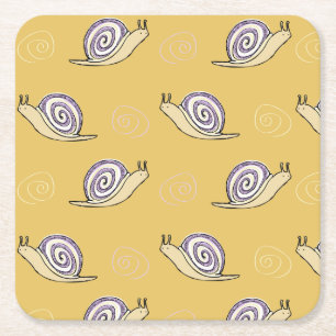 Illustrated Snigel och Swirls Mönster Underlägg Papper Kvadrat