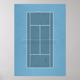 Illustrated Tennis Court ovanifrån Poster