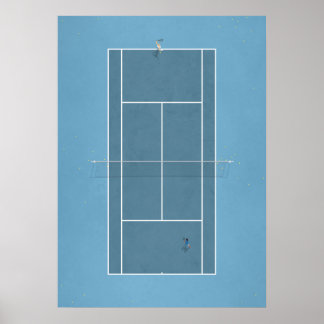 Illustrated Tennis Court ovanifrån Poster