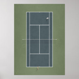 Illustrated Tennis Court ovanifrån Poster