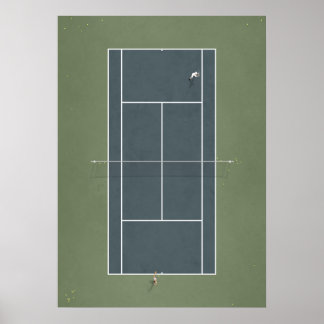 Illustrated Tennis Court ovanifrån Poster