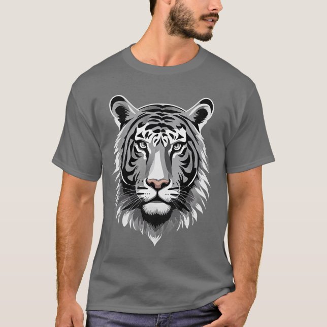 Illustrated Tiger Ansikte T Shirt (Framsida)