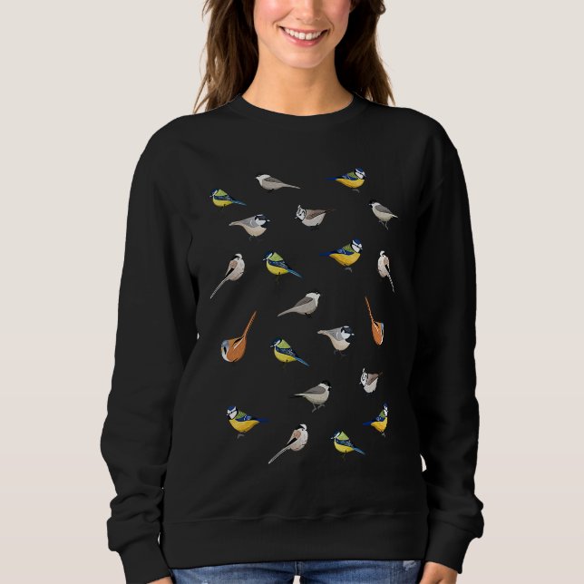 Illustrated Tit Birds Birdwatching T Shirt (Framsida)