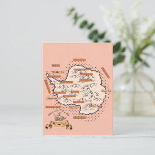 Illustrated Travel karta Antarctica Inbjudan Vykort