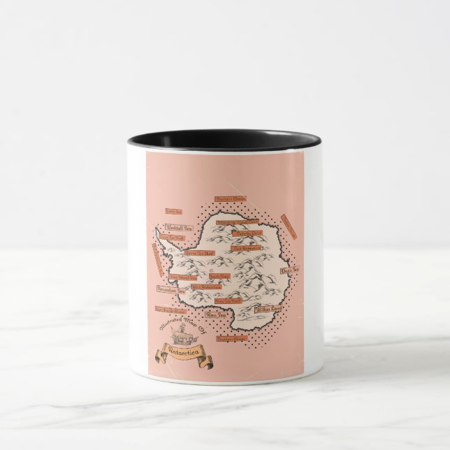 Illustrated Travel karta Antarctica Mugg (Center)
