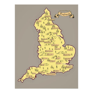 Illustrated Travel karta i England Fototryck