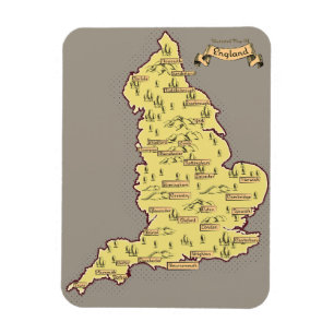 Illustrated Travel karta i England Magnet