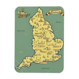 Illustrated Travel karta i England Magnet