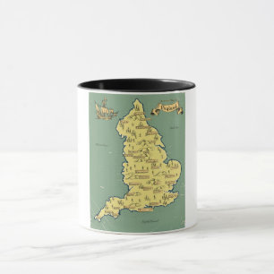 Illustrated Travel karta i England Mugg