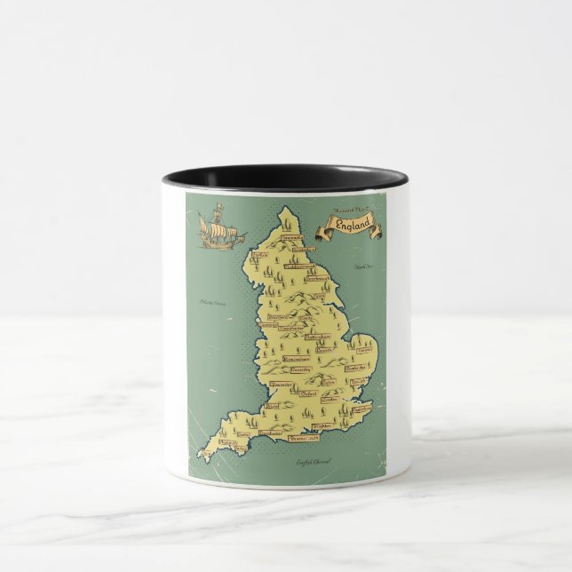 Illustrated Travel karta i England Mugg (Center)