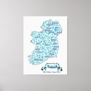 Illustrated Travel karta i Irland Canvastryck