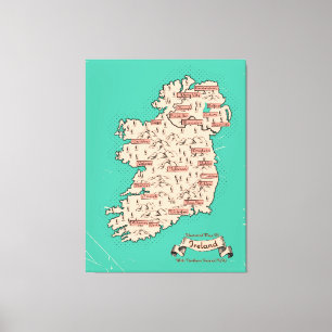Illustrated Travel karta i Irland Canvastryck